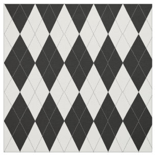Tissu Motif à motifs de losanges noir et blanc élégan