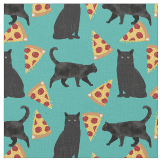 Tissu motif à pizza Black Cat