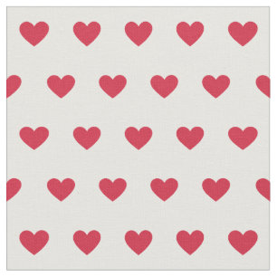 Tissu Motif à points de coeur rouge mignon sur blanc