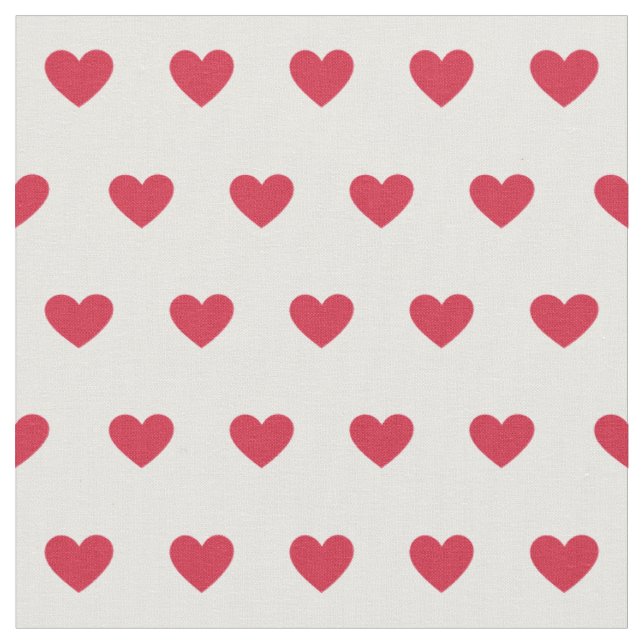 Tissu Motif à points de coeur rouge mignon sur blanc (Fermer)