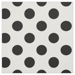 Tissu Motif à points Polka blancs noirs