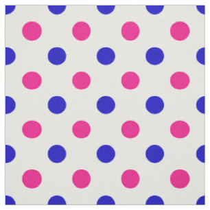 Tissu Motif à pois bleu et rose blanc