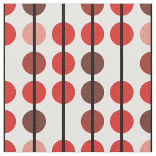 Tissu Motif à pois et rayures rouges et marron