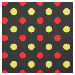 Tissu Motif à pois jaune rouge noir
