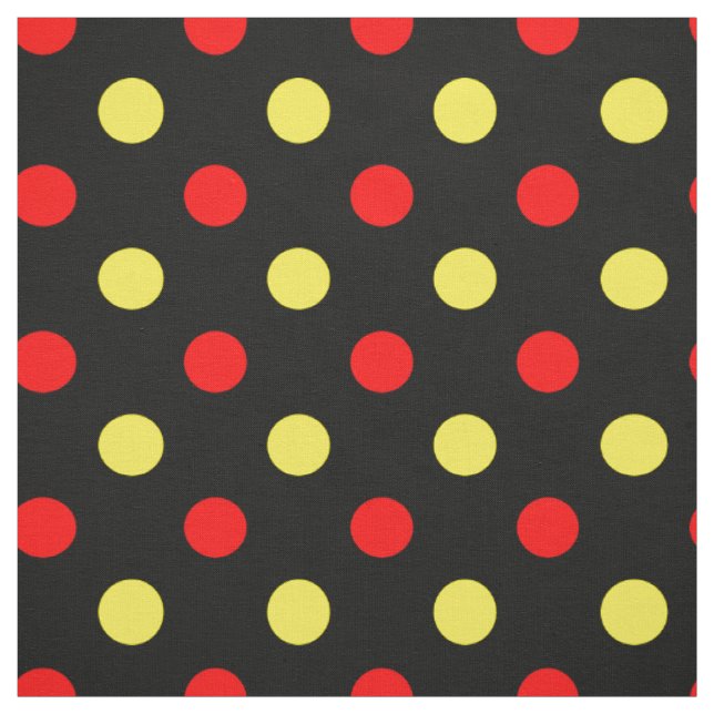 Tissu Motif à pois jaune rouge noir  (Échantillon)