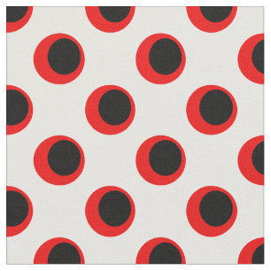 Tissu Motif à pois noirs et rouges