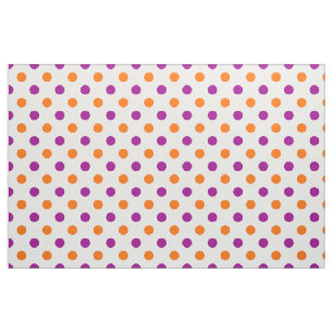 Tissu Motif à pois orange violet blanc