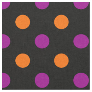 Tissu Motif à pois orange violet noir