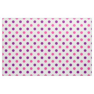 Tissu Motif à pois rose violet blanc