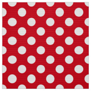 Tissu Motif à pois rouge et blanc de style vintage 50's