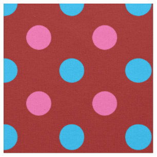 Tissu Motif à pois rouge rose bleu