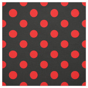 Tissu Motif à pois rouges noirs