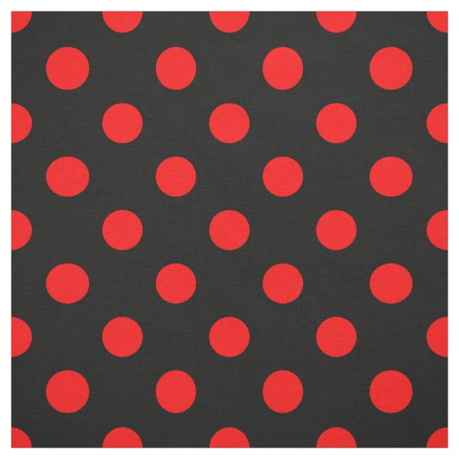 Tissu Motif à pois rouges noirs  (Échantillon)