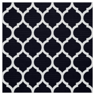 Tissu Motif à quatre feuilles en treillis marocain bleu
