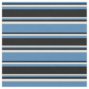 Tissu Motif à rayures bleu, noir et clair Cyan