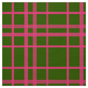 Tissu Motif à rayures carreaux rose sur fond vert
