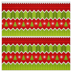 Tissu Motif à rayures Chevron rouge et vert de Noël