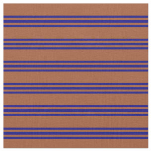 Tissu Motif à rayures de couleur Sienne et Bleu