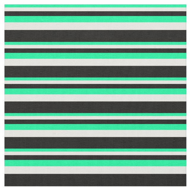 Tissu Motif à rayures vertes, blanches et noires (Fermer)
