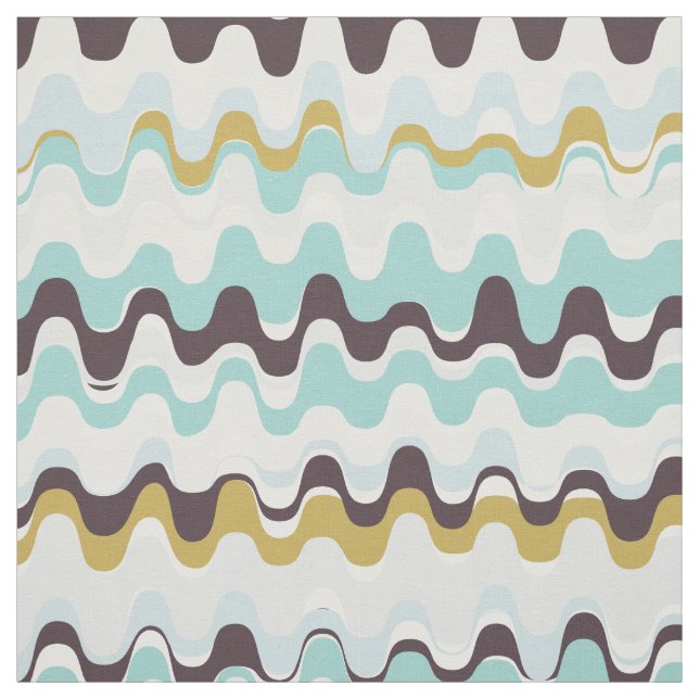 Tissu motif à vague turquoise marron (Échantillon)