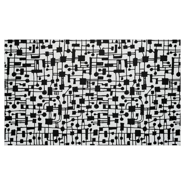 Tissu Motif Abstrait 020517 - Noir sur blanc (Fat Quarter)