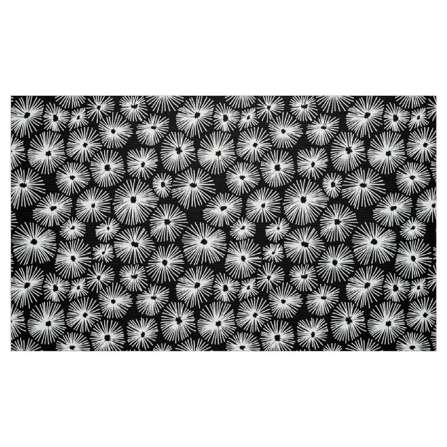 Tissu Motif Abstrait 101115 - Blanc sur noir (Fat Quarter)