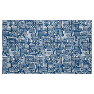 Tissu Motif Abstrait 110122 - Blanc sur Indigo Blue