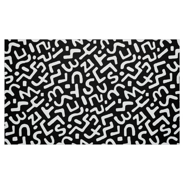 Tissu Motif Abstrait 170822 - Blanc sur noir (Fat Quarter)