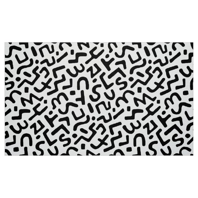 Tissu Motif Abstrait 170822 - Noir sur blanc (Fat Quarter)