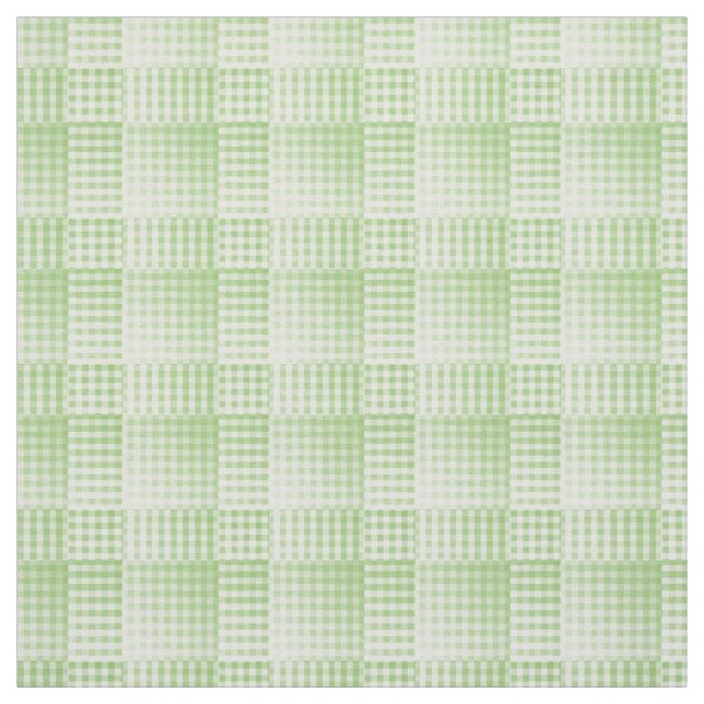 Tissu Motif Abstrait à Damier Vert Blanc (Échantillon)