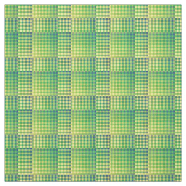 Tissu Motif Abstrait à Damier Vert Bleu (Échantillon)