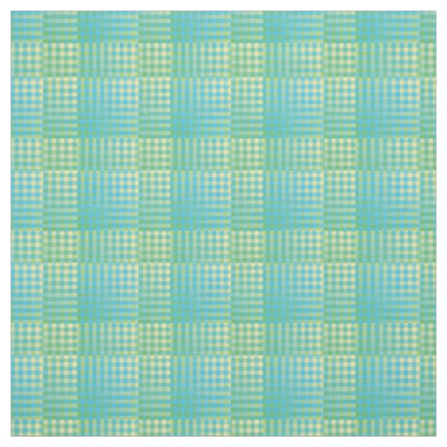 Tissu Motif Abstrait Damier Bleu Vert (Échantillon)
