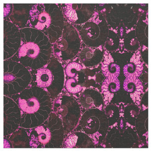 Tissu Motif abstrait de coquille fossile rose Nautilus
