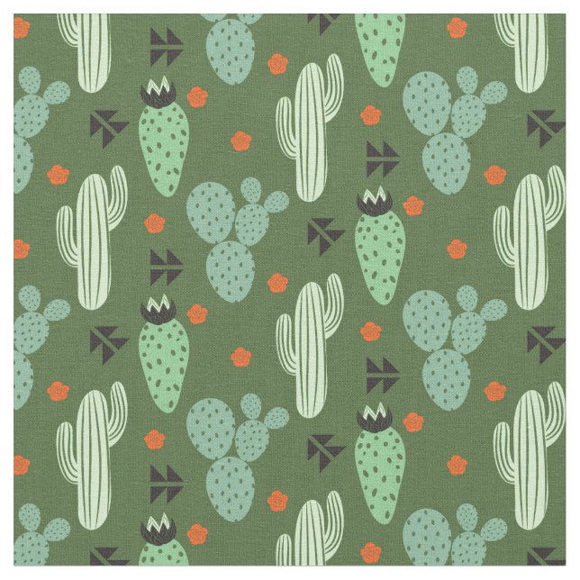 Tissu Motif abstrait de désert de cactus de hippie (Fermer)