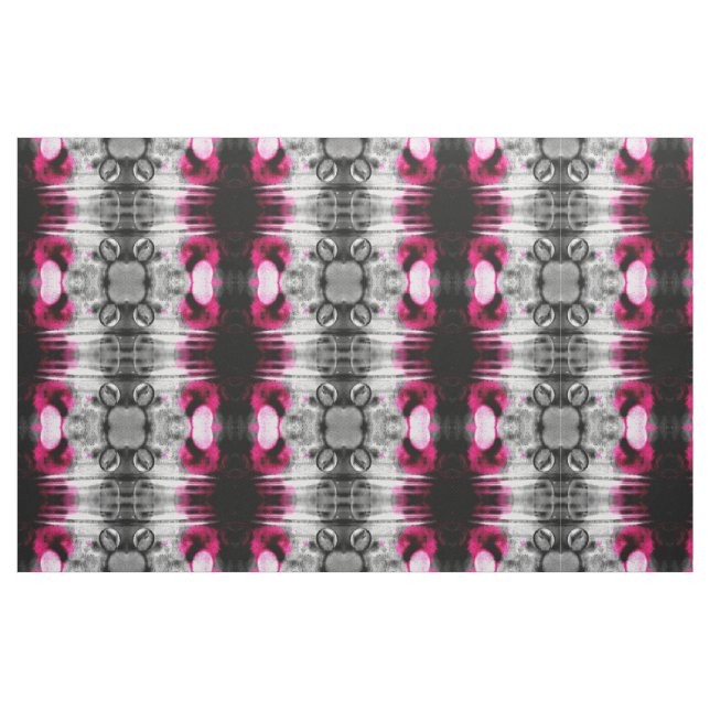 Tissu Motif Abstrait Fuchsia, Grey et Black Grain (Fat Quarter)