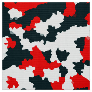Tissu Motif Abstrait noir blanc rouge