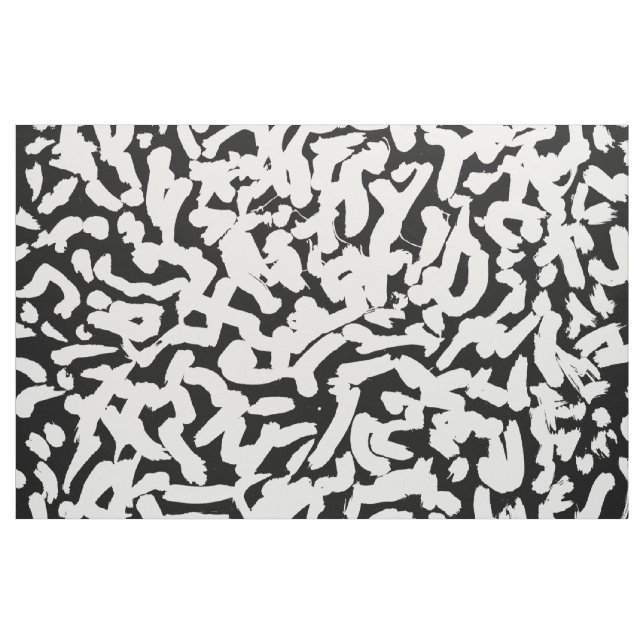 Tissu Motif abstrait noir et blanc de courses de brosse (Yard)