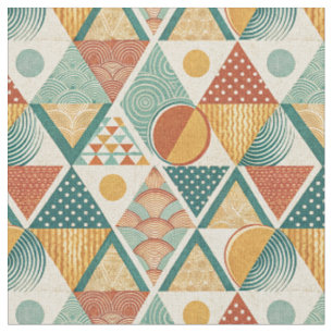 Tissu Motif abstrait rétro géométrique de cercle et de t