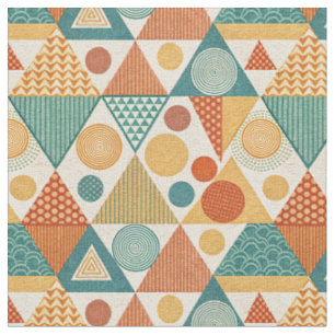 Tissu Motif Abstrait Rétro Géométrique Triangle & Cercle