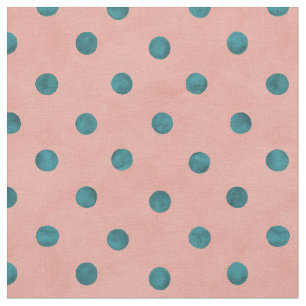 Tissu Motif adorable à pois en bleu et rose