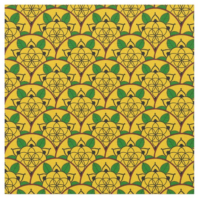 Tissu Motif africain circulaire jaune or vibrant (Fermer)