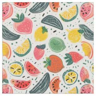 Tissu Motif agrumes et fraise