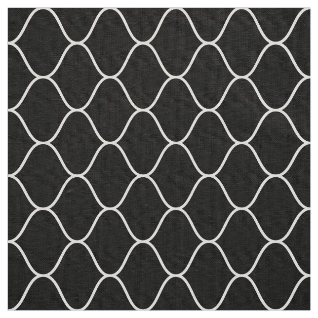 Tissu Motif Amime - Blanc sur Noir (Échantillon)