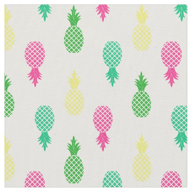Tissu Motif Ananas Tropical Coloré Mignon (Fermer)