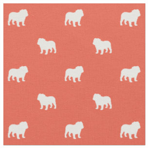 Tissu Motif anglais Bulldog Silhouettes Amoureux des chi