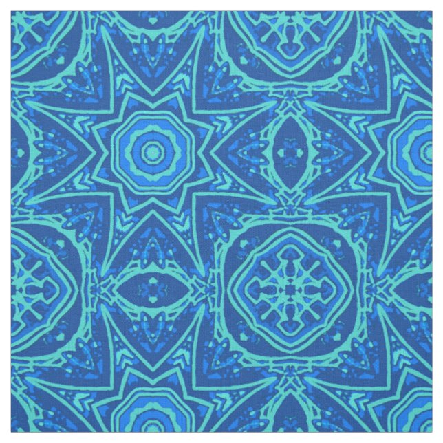 Tissu Motif Aquarelle Abstrait - Bleu Denim  (Échantillon)