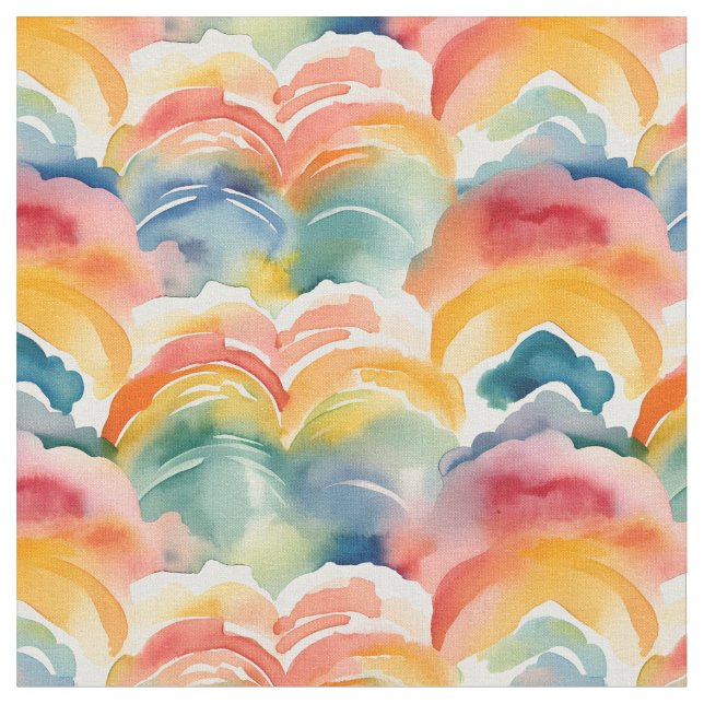 Tissu Motif arc-en-ciel aquarelle (Fermer)