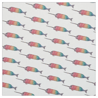 Tissu Motif arc-en-ciel Narwhal