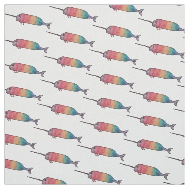 Tissu Motif arc-en-ciel Narwhal (Échantillon)
