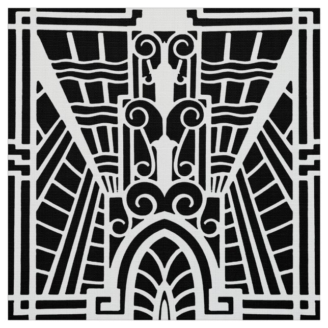 Tissu Motif architectural de Deco, noir et blanc (Échantillon)